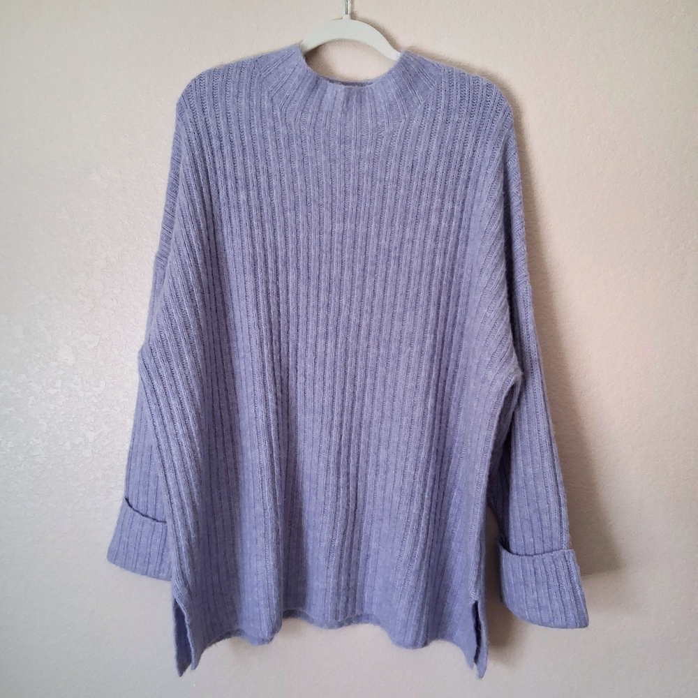 Old Navy XXL Wool Blend Ribbed Mock Neck Tunic Sweater Lavender Purple